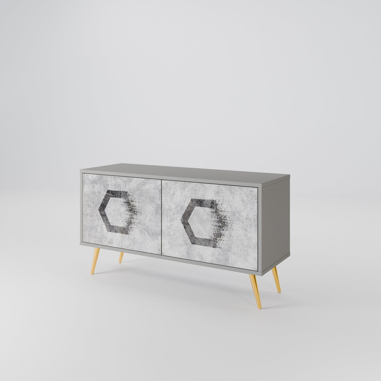 HEXAGONAL FIGURES Kompakt TV-bänk med 2 dörrar