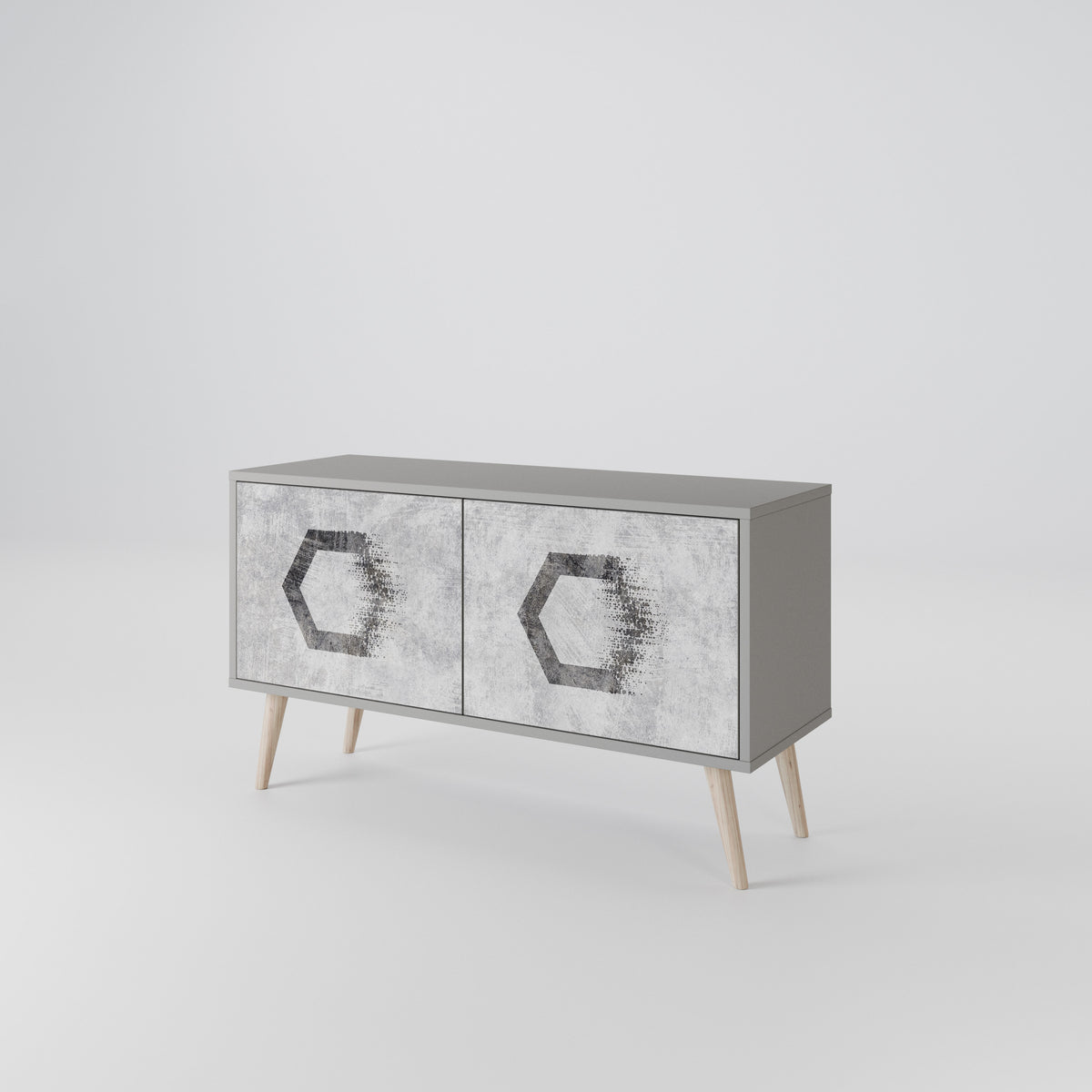HEXAGONAL FIGURES Kompakt TV-bänk med 2 dörrar