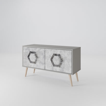 HEXAGONAL FIGURES Kompakt TV-bänk med 2 dörrar