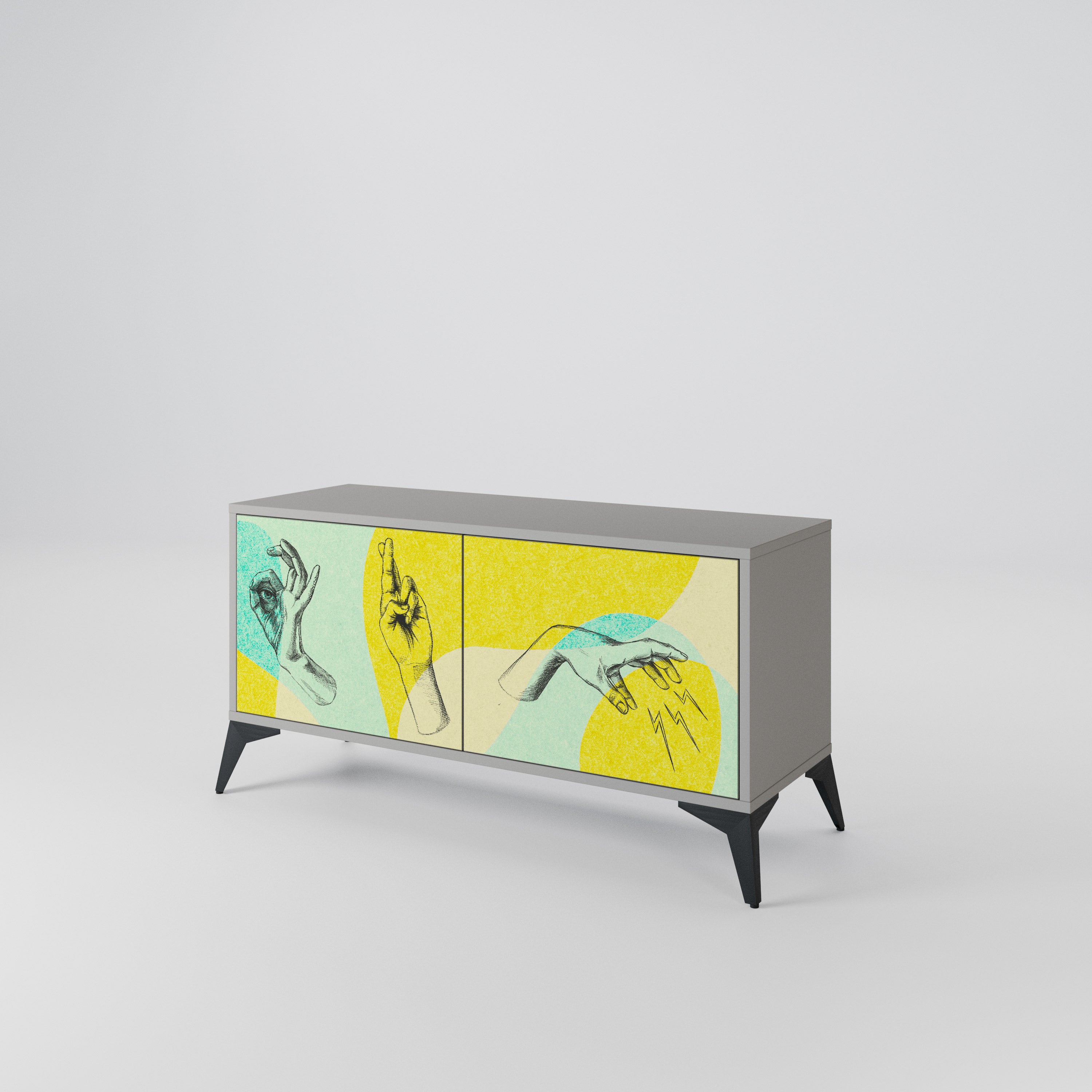 BODY LANGUAGE Kompakt TV-bänk med 2 dörrar