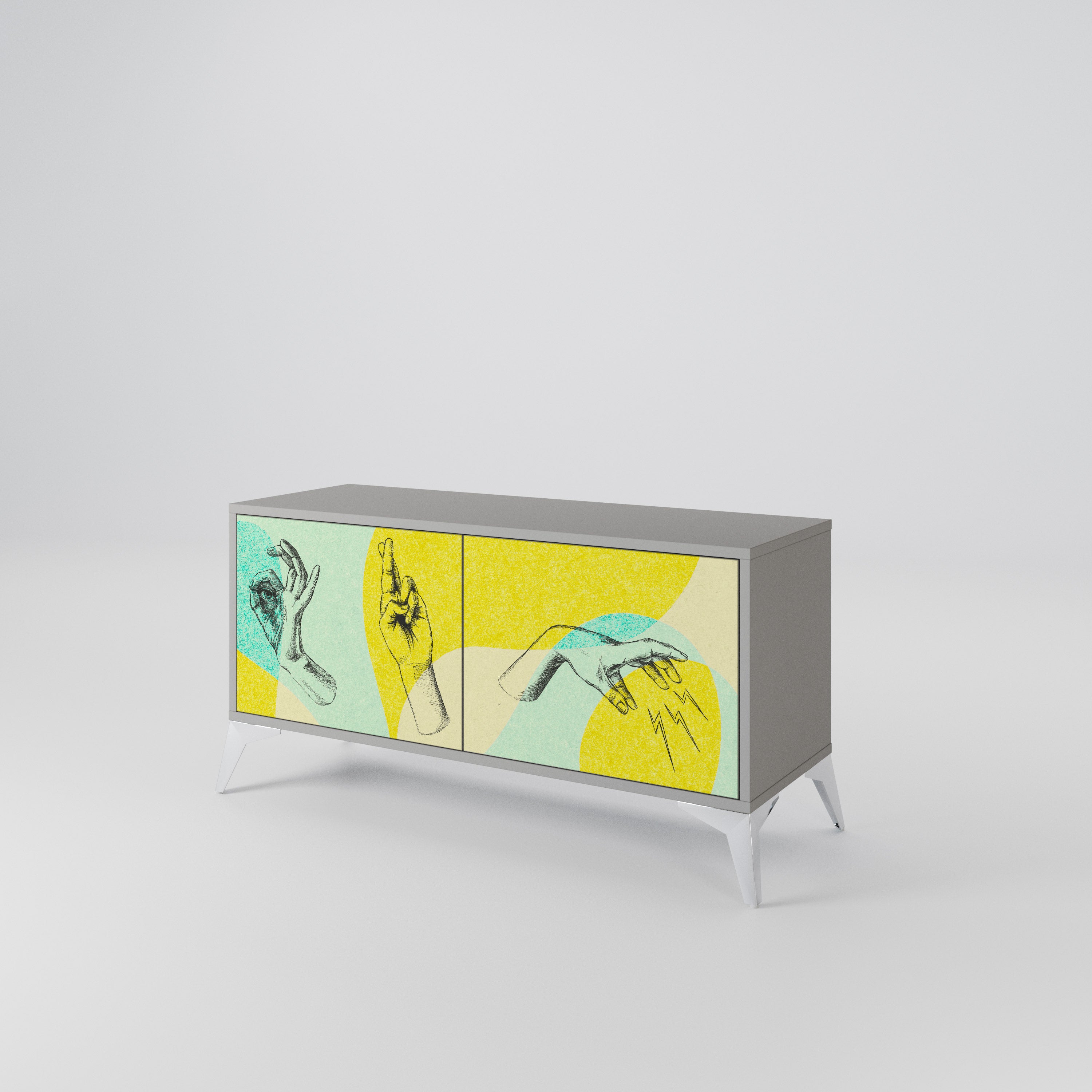 BODY LANGUAGE Kompakt TV-bänk med 2 dörrar