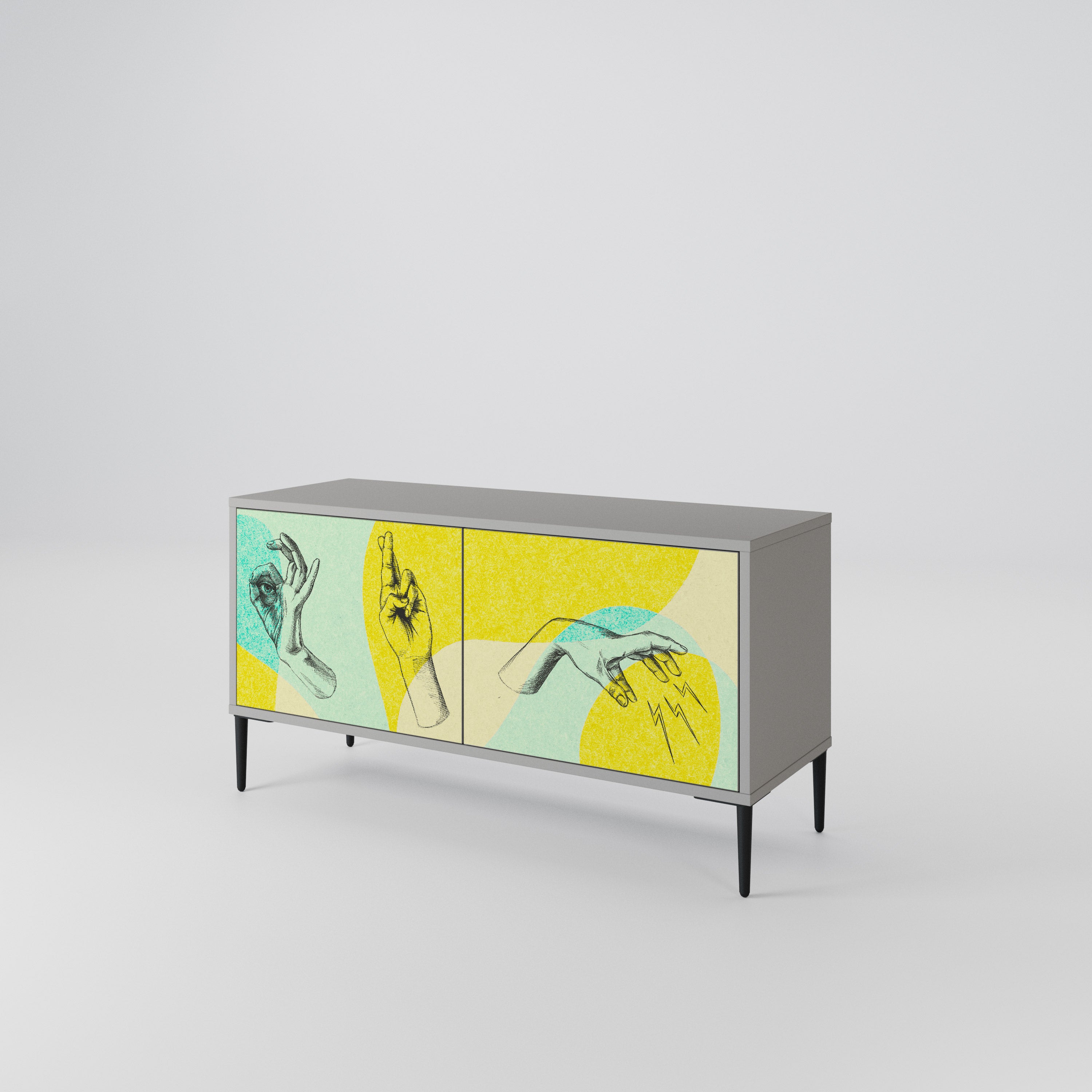 BODY LANGUAGE Kompakt TV-bänk med 2 dörrar