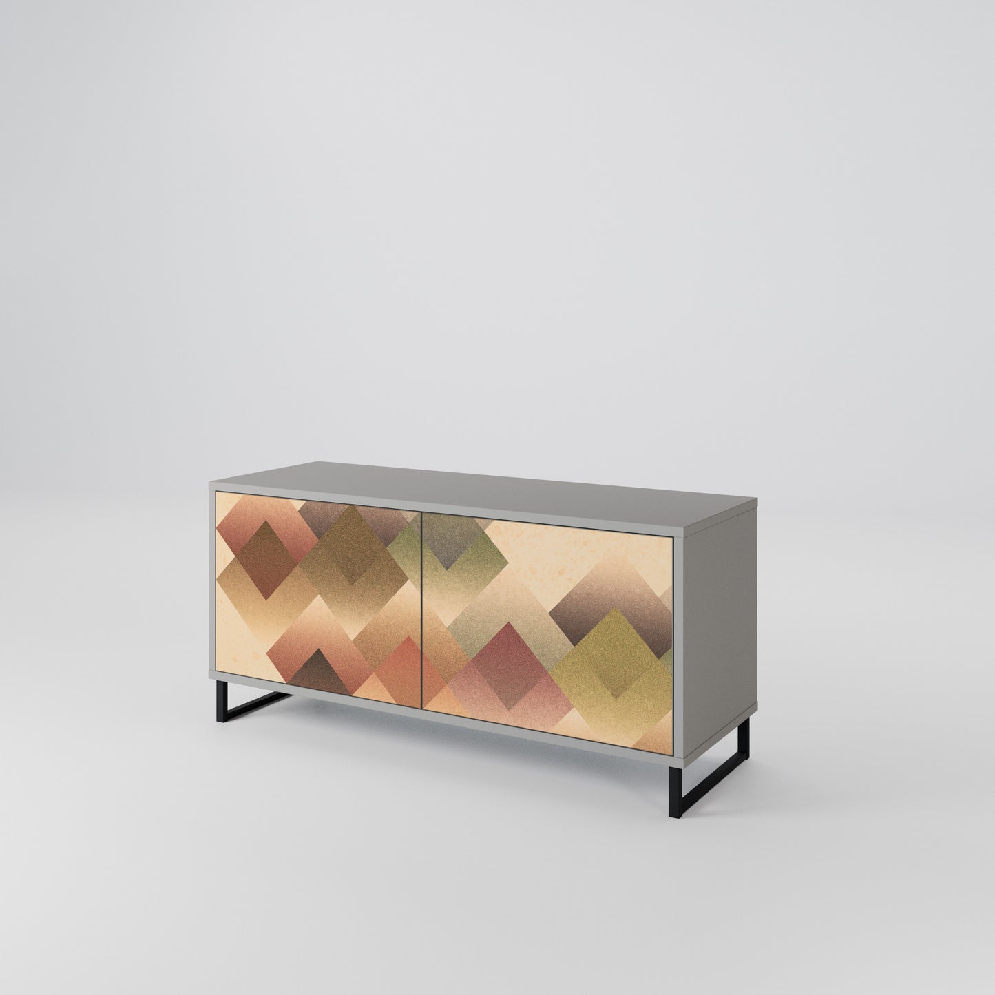 GEOMETRIC FUSION Kompakt TV-bänk med 2 dörrar