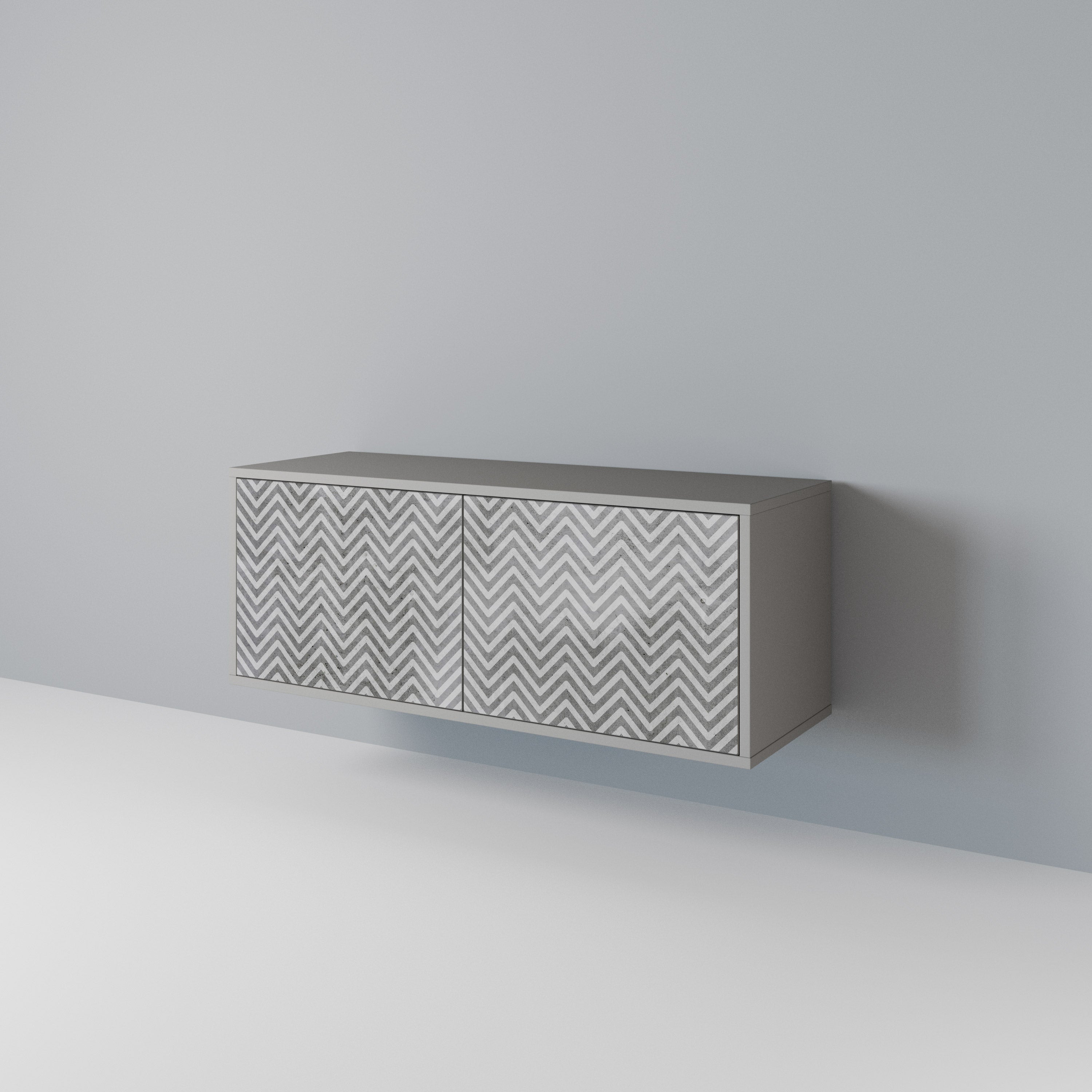 CONCRETE ZIG ZAG Kompakt TV-bänk med 2 dörrar