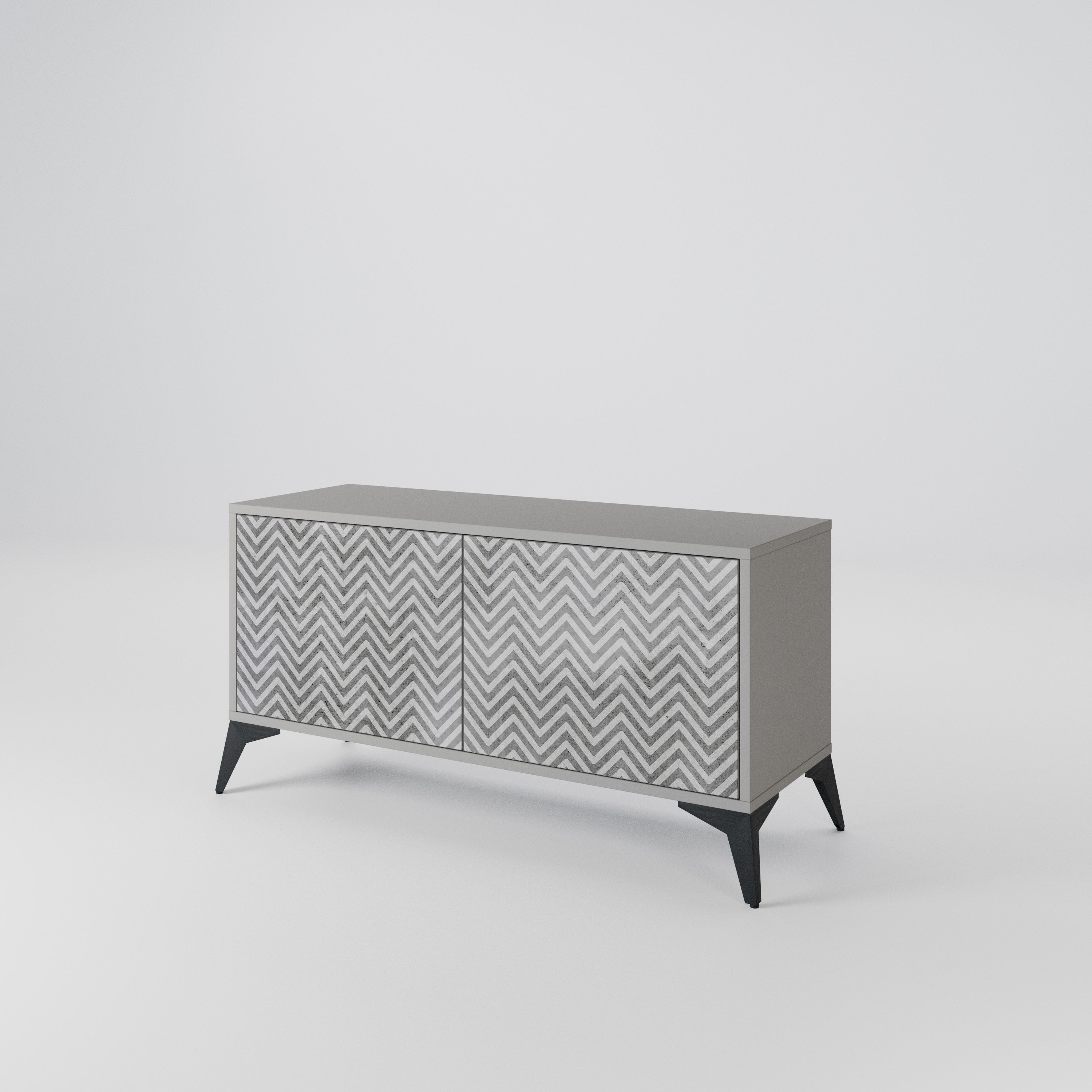 CONCRETE ZIG ZAG Kompakt TV-bänk med 2 dörrar
