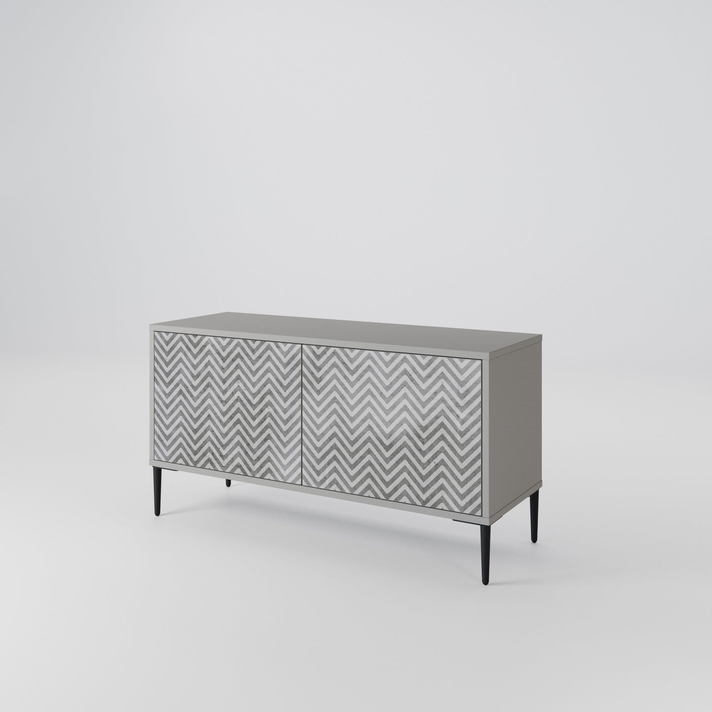 CONCRETE ZIG ZAG Kompakt TV-bänk med 2 dörrar