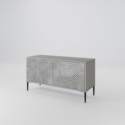 CONCRETE ZIG ZAG Kompakt TV-bänk med 2 dörrar