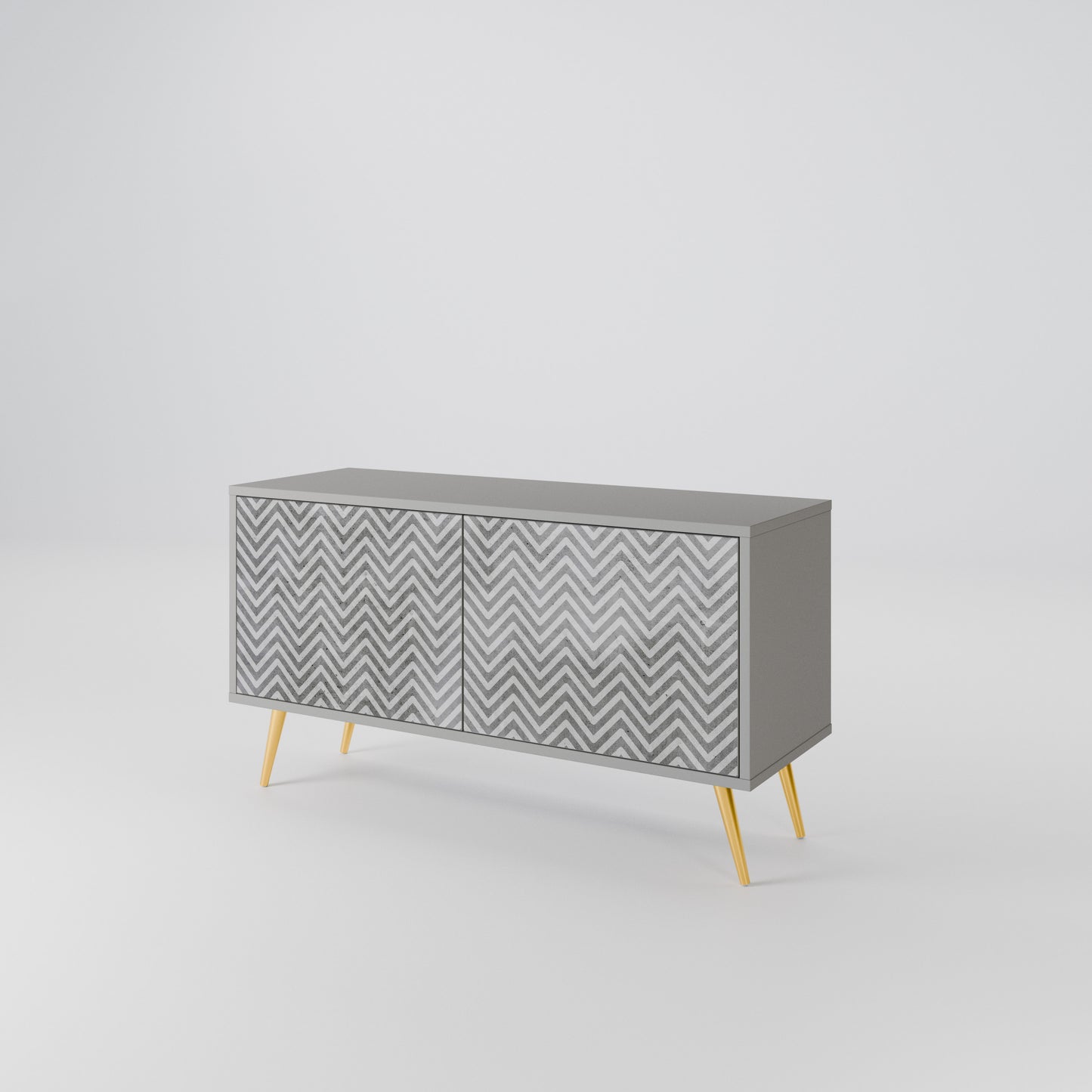 CONCRETE ZIG ZAG Kompakt TV-bänk med 2 dörrar