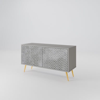 CONCRETE ZIG ZAG Kompakt TV-bänk med 2 dörrar