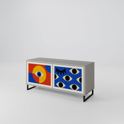 GEOMETRIC EYES Kompakt TV-bänk med 2 dörrar