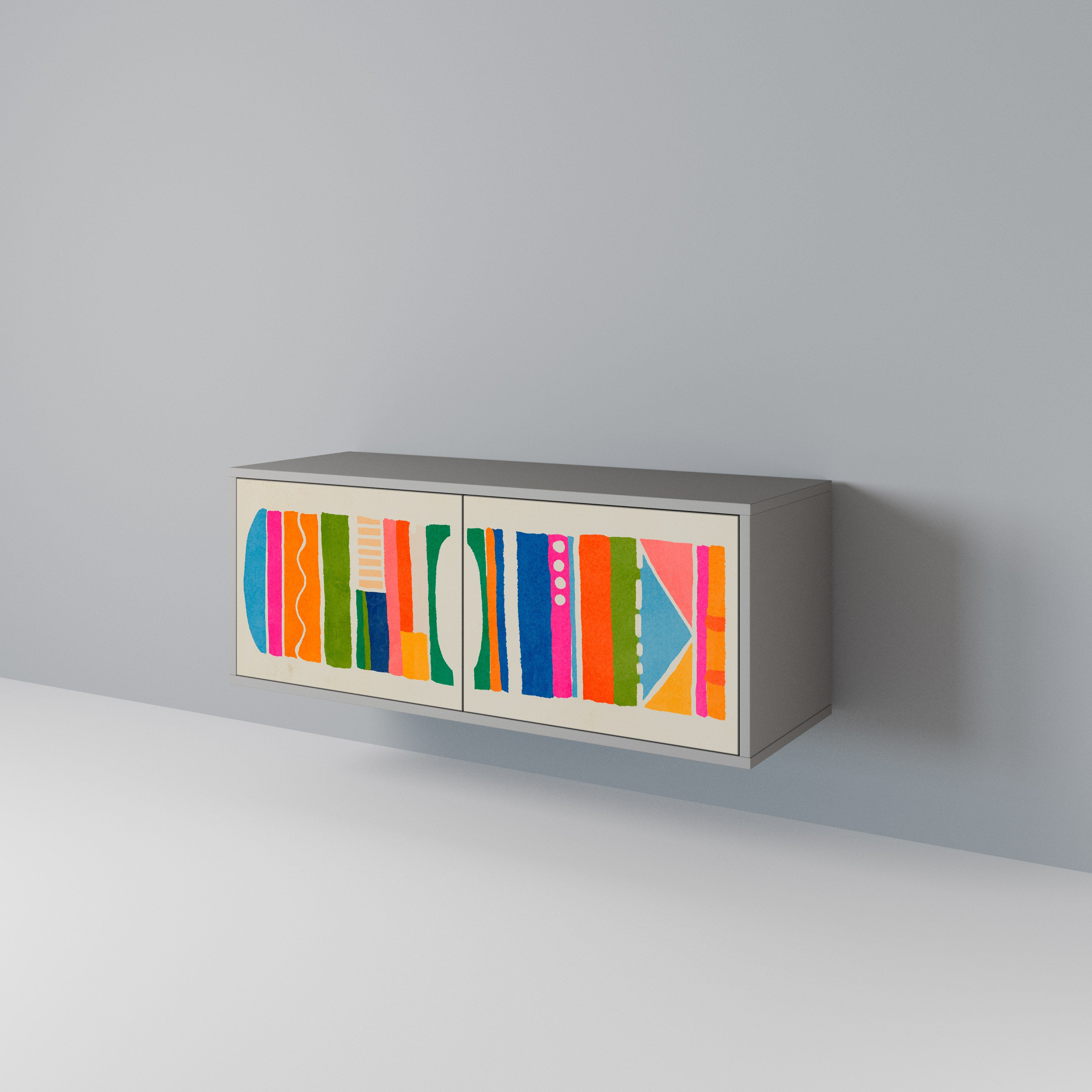 GEOMETRIC SHINE Kompakt TV-bänk med 2 dörrar