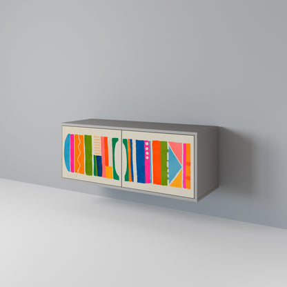 GEOMETRIC SHINE Kompakt TV-bänk med 2 dörrar