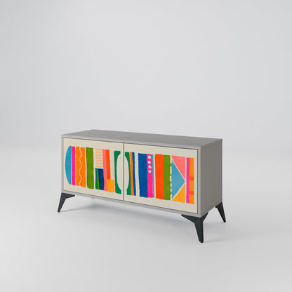 GEOMETRIC SHINE Kompakt TV-bänk med 2 dörrar