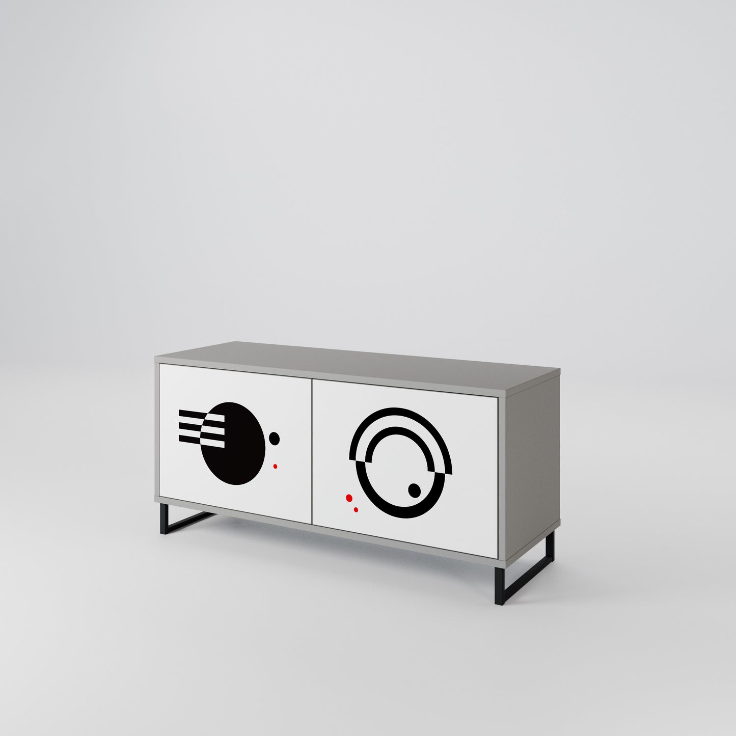BLACK AND WHITE COMBINATION Kompakt TV-bänk med 2 dörrar