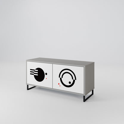 BLACK AND WHITE COMBINATION Kompakt TV-bänk med 2 dörrar