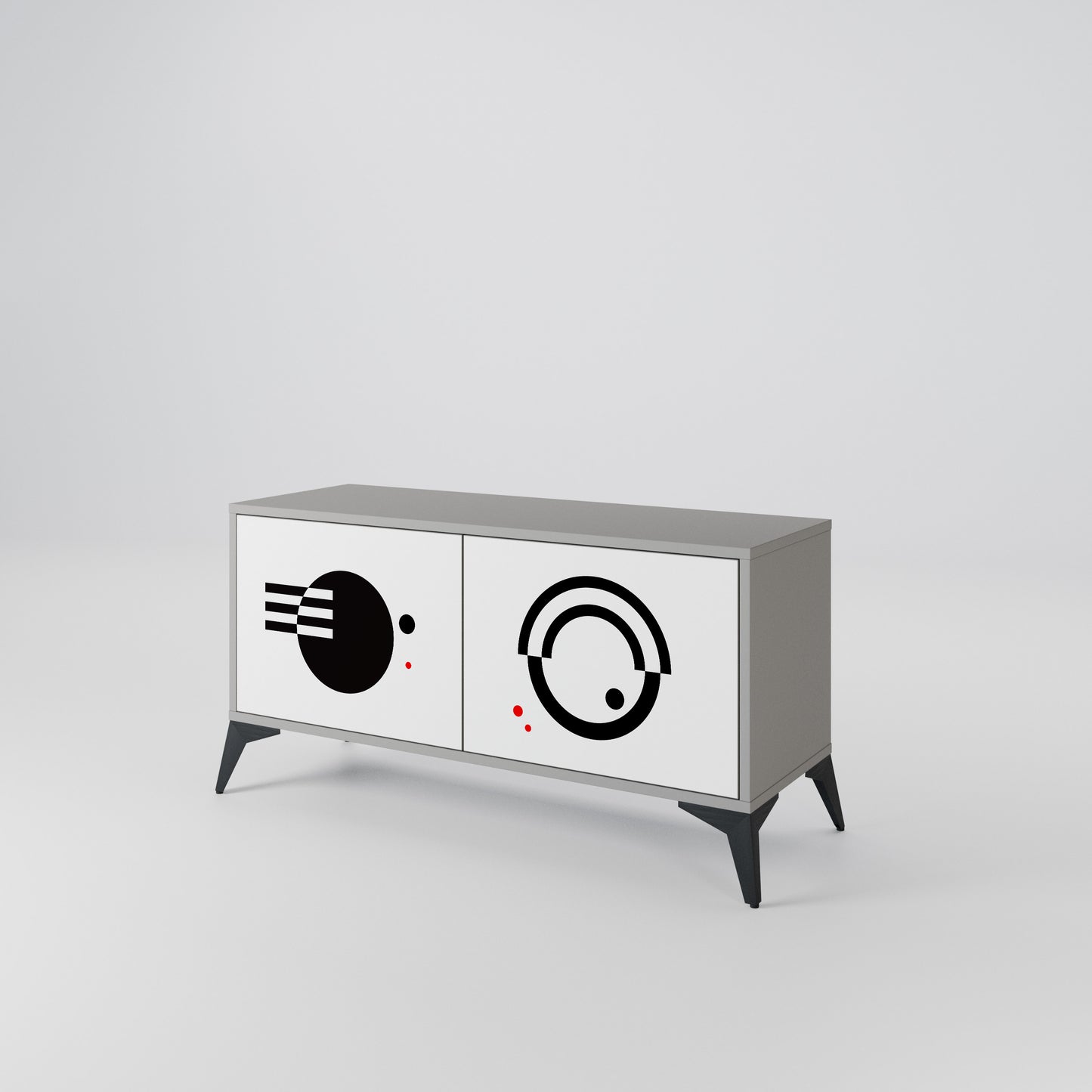 BLACK AND WHITE COMBINATION Kompakt TV-bänk med 2 dörrar