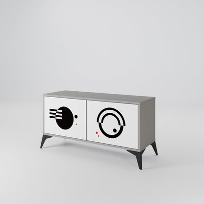 BLACK AND WHITE COMBINATION Kompakt TV-bänk med 2 dörrar
