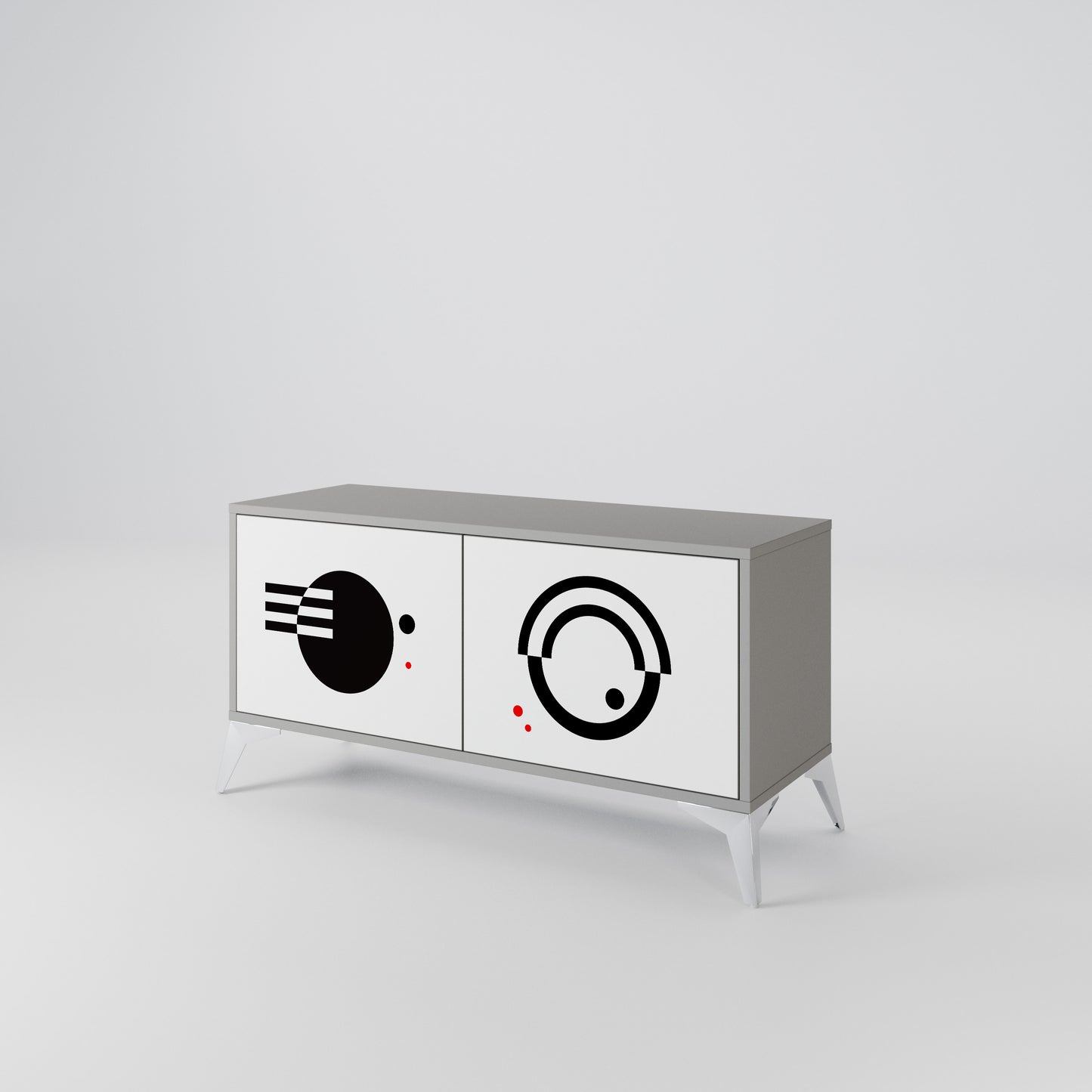 BLACK AND WHITE COMBINATION Kompakt TV-bänk med 2 dörrar