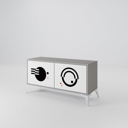 BLACK AND WHITE COMBINATION Kompakt TV-bänk med 2 dörrar