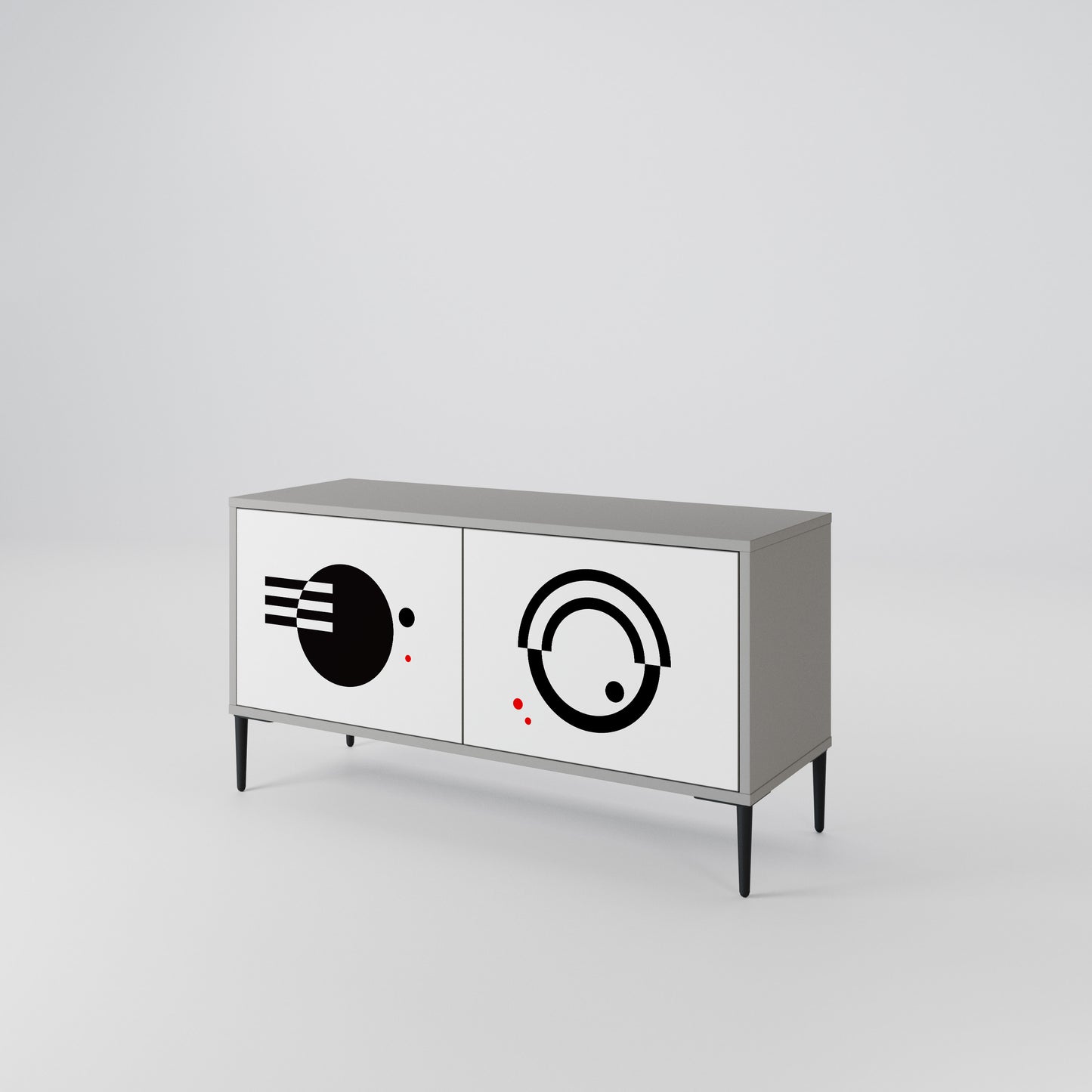 BLACK AND WHITE COMBINATION Kompakt TV-bänk med 2 dörrar