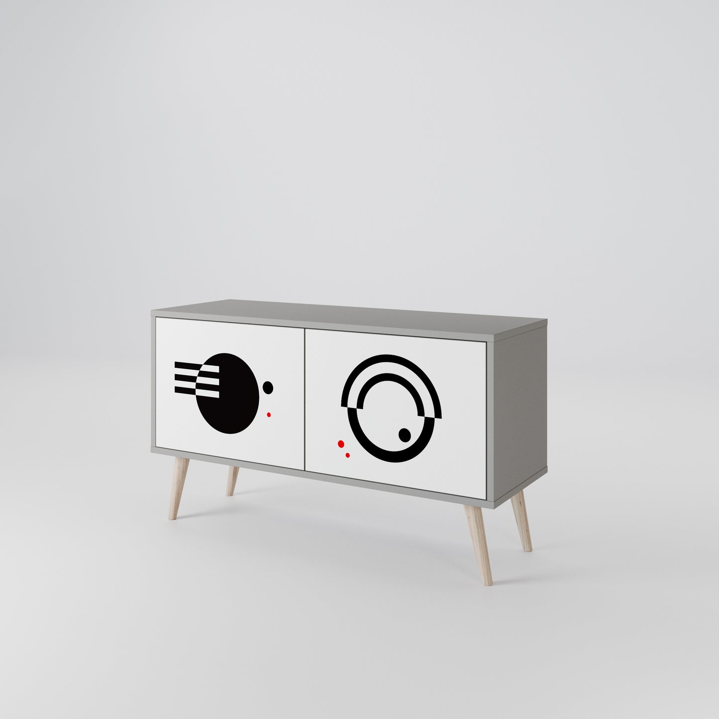 BLACK AND WHITE COMBINATION Kompakt TV-bänk med 2 dörrar