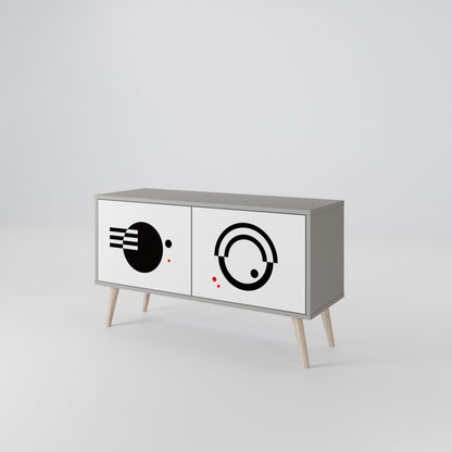 BLACK AND WHITE COMBINATION Kompakt TV-bänk med 2 dörrar