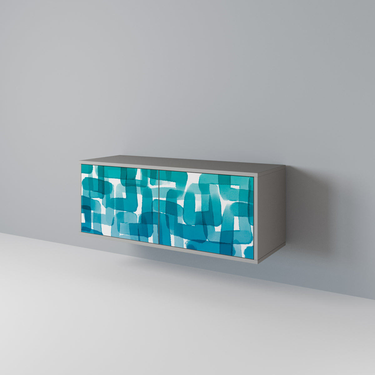 TURQUOISE RECTANGLES Kompakt TV-bänk med 2 dörrar
