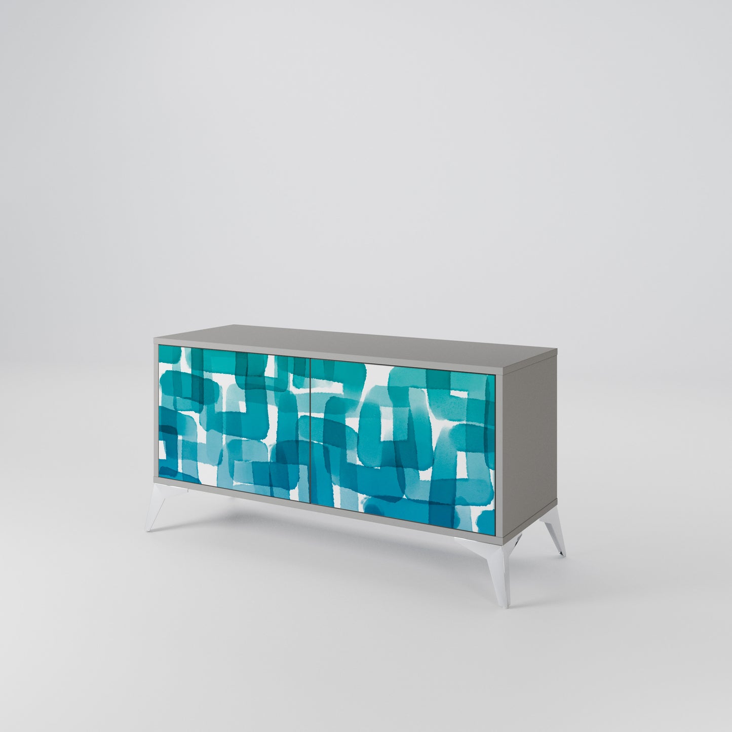 TURQUOISE RECTANGLES Kompakt TV-bänk med 2 dörrar