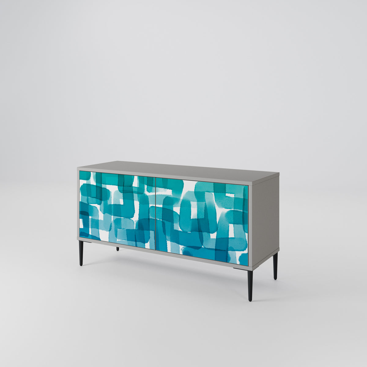 TURQUOISE RECTANGLES Kompakt TV-bänk med 2 dörrar