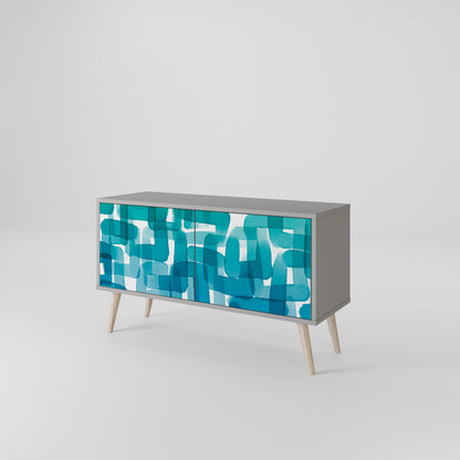 TURQUOISE RECTANGLES Kompakt TV-bänk med 2 dörrar