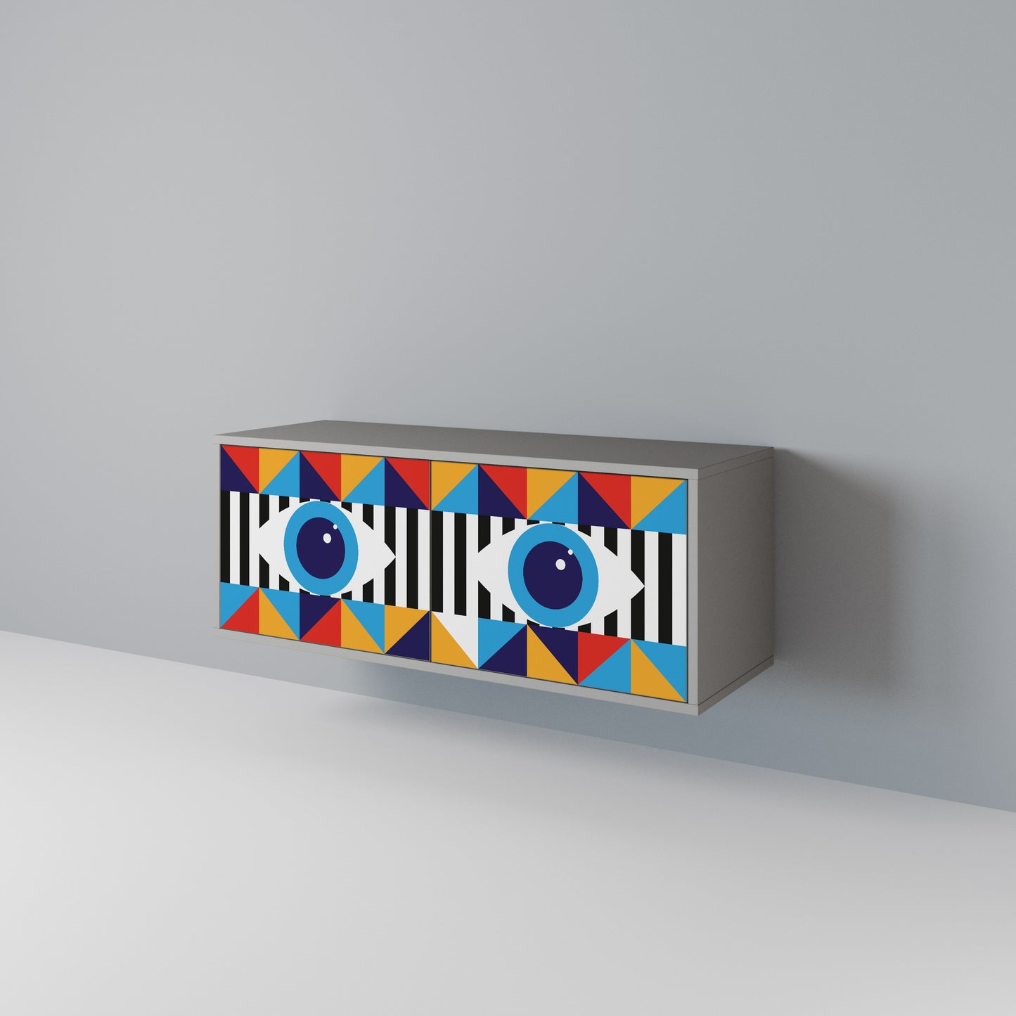 ABSTRACTION AND GEOMETRY Kompakt TV-bänk med 2 dörrar