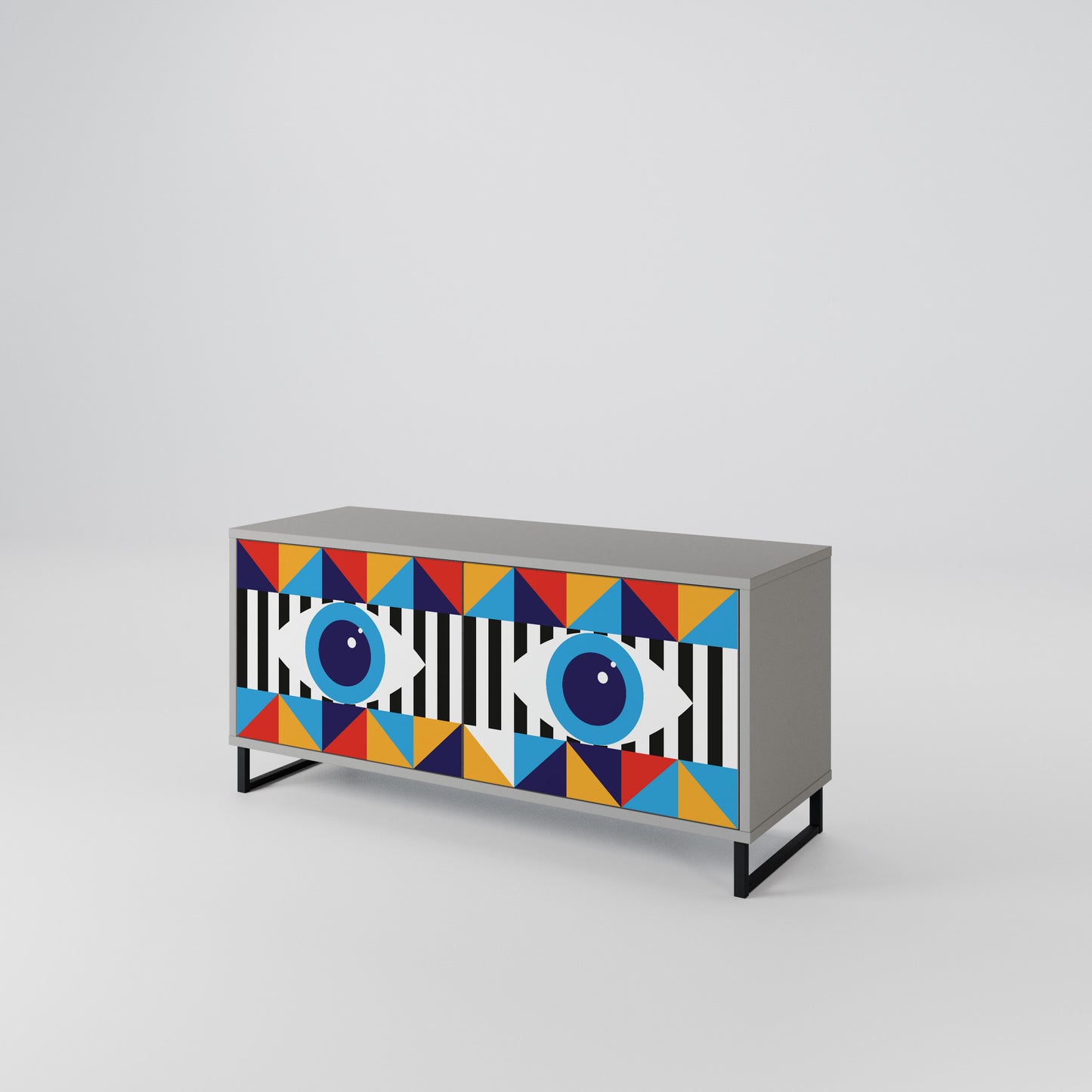 ABSTRACTION AND GEOMETRY Kompakt TV-bänk med 2 dörrar