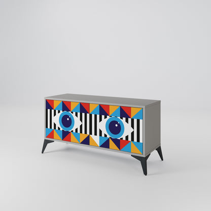 ABSTRACTION AND GEOMETRY Kompakt TV-bänk med 2 dörrar