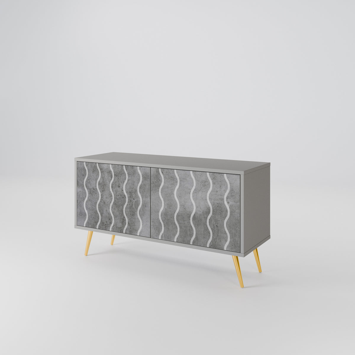 WAVES OF CONCRETE Kompakt TV-bänk med 2 dörrar
