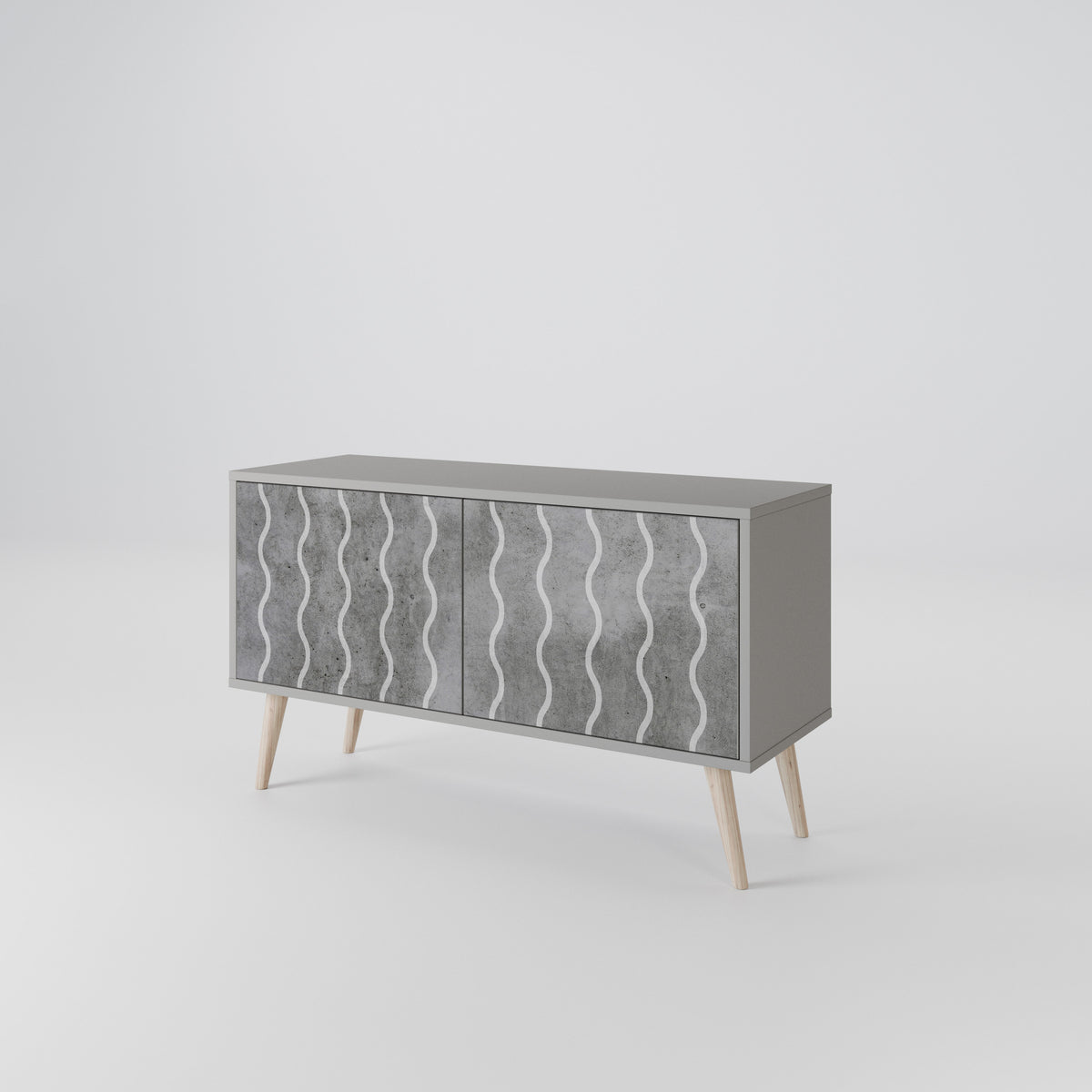 WAVES OF CONCRETE Kompakt TV-bänk med 2 dörrar