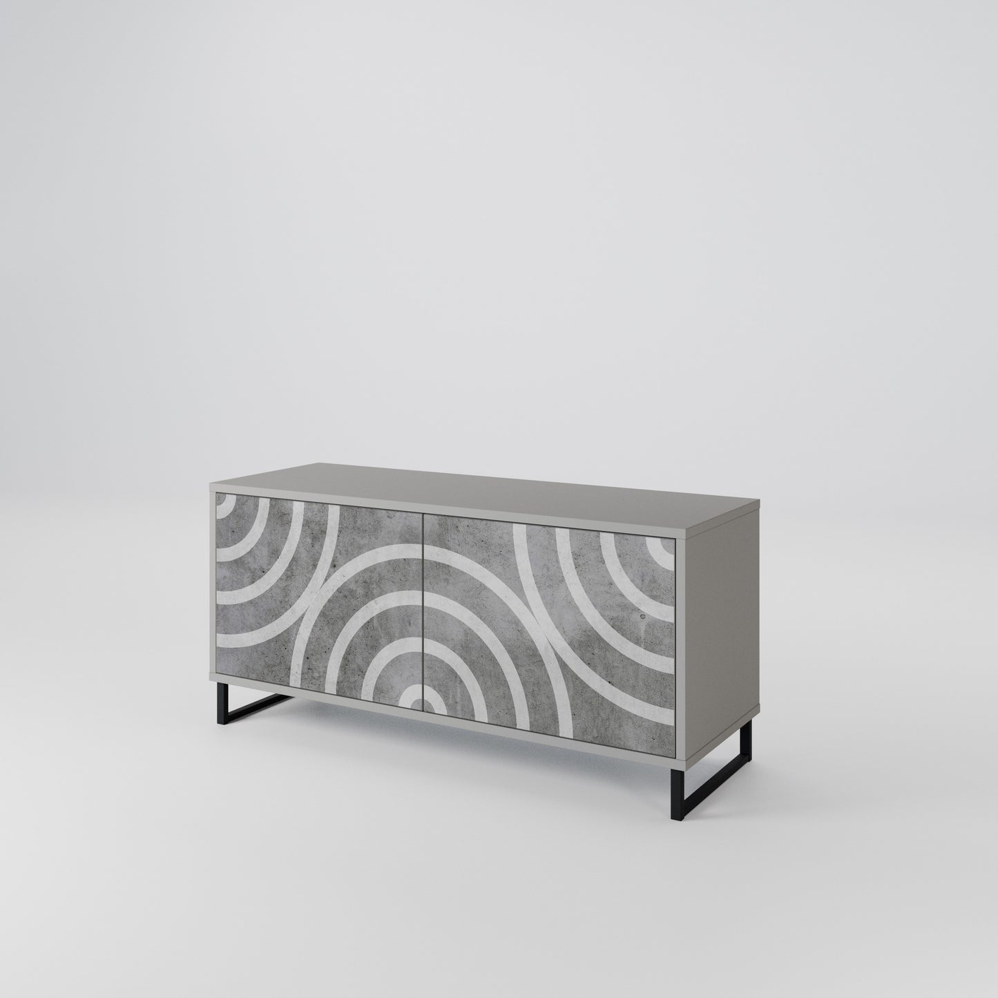 CIRCLE CONCRETE Compact 2-Door TV Cabinet