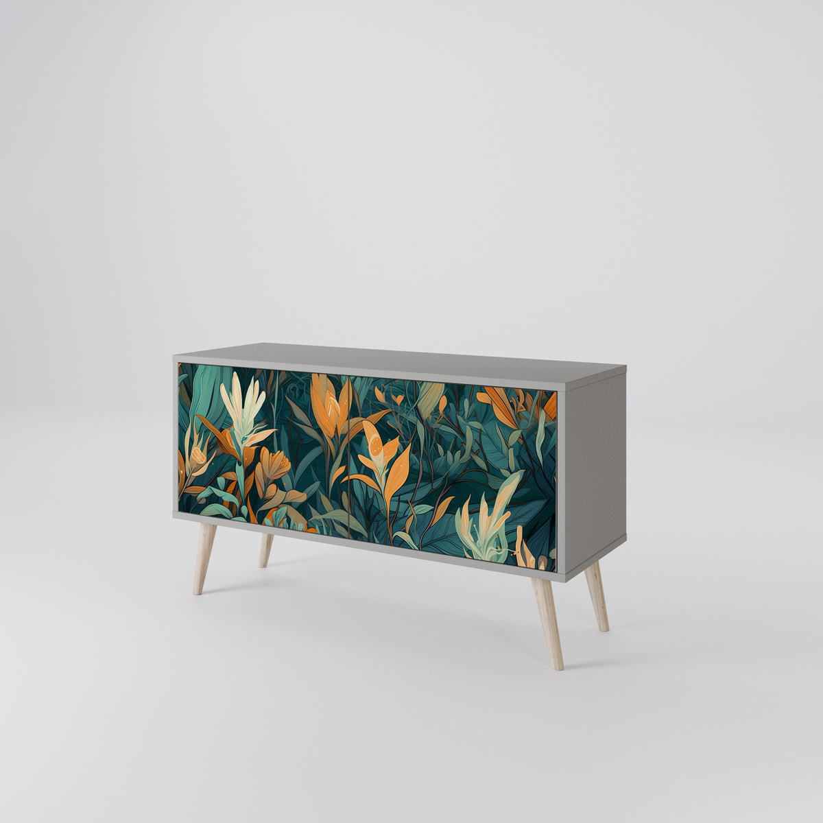 FLORAL SERENITY Kompakt TV-bänk med 2 dörrar