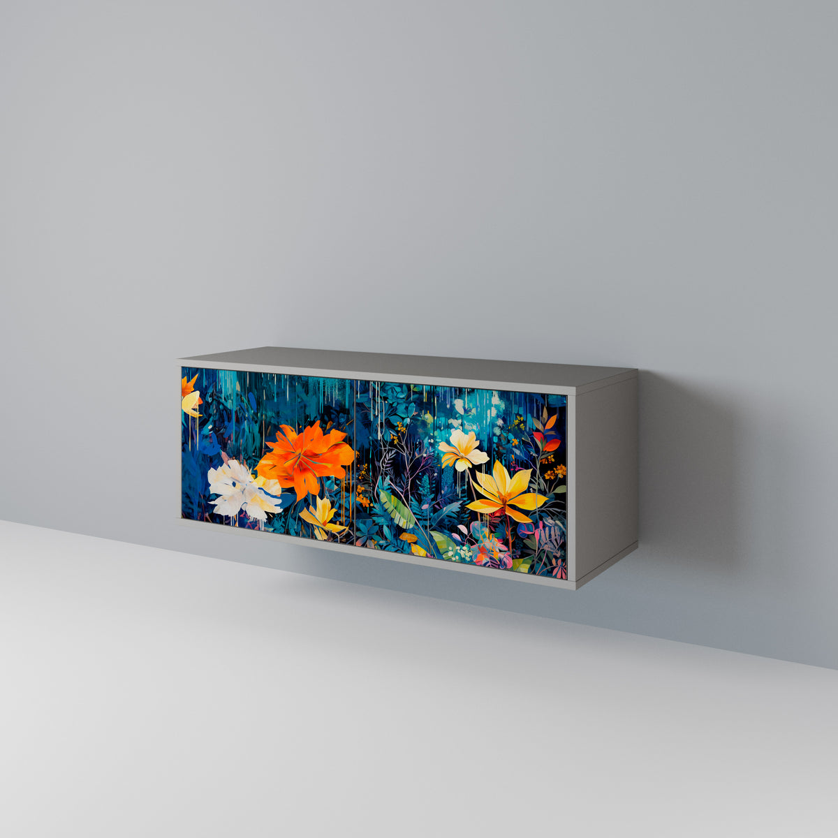 MIDNIGHT BLOSSOM Kompakt TV-bänk med 2 dörrar