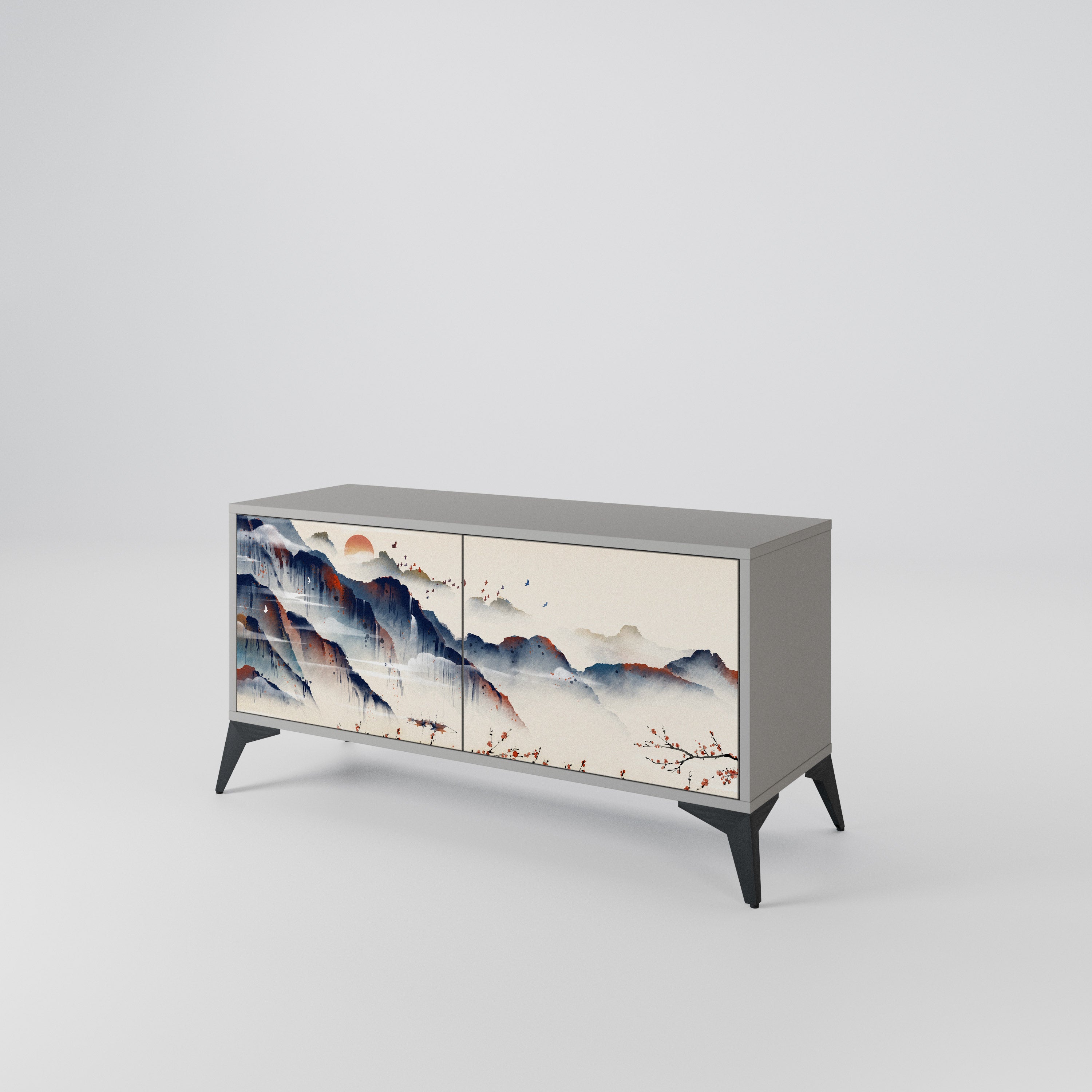 JAPANESE LANDSCAPE Compact 2-Door TV Cabinet