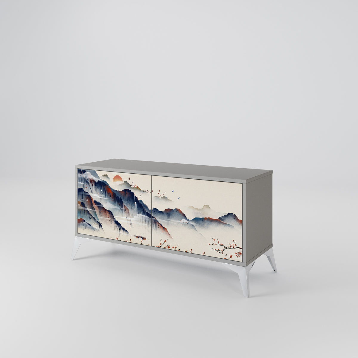 JAPANESE LANDSCAPE Kompakt TV-bänk med 2 dörrar
