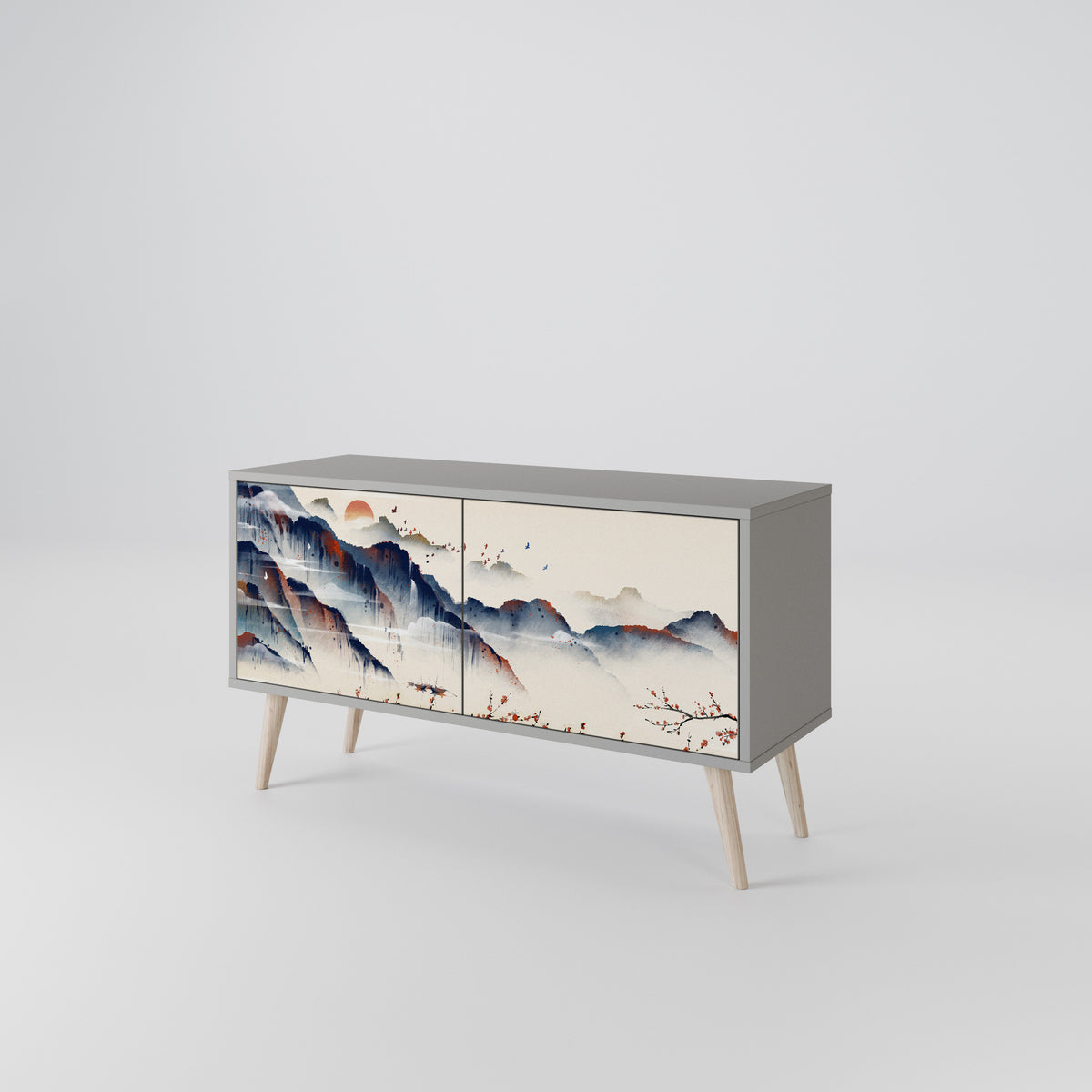 JAPANESE LANDSCAPE Kompakt TV-bänk med 2 dörrar