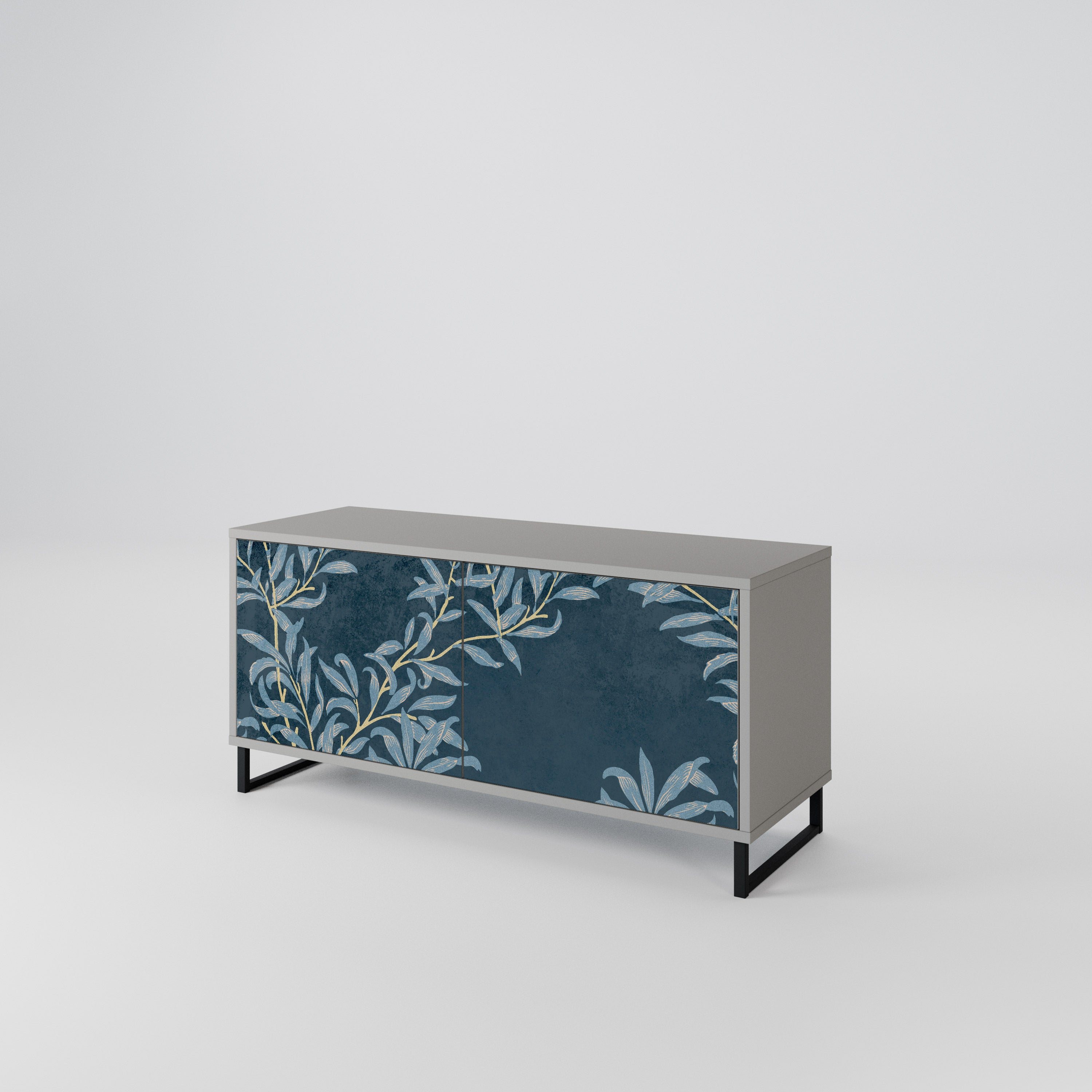 BLUE LEAVES Compact 2-Door TV Cabinet