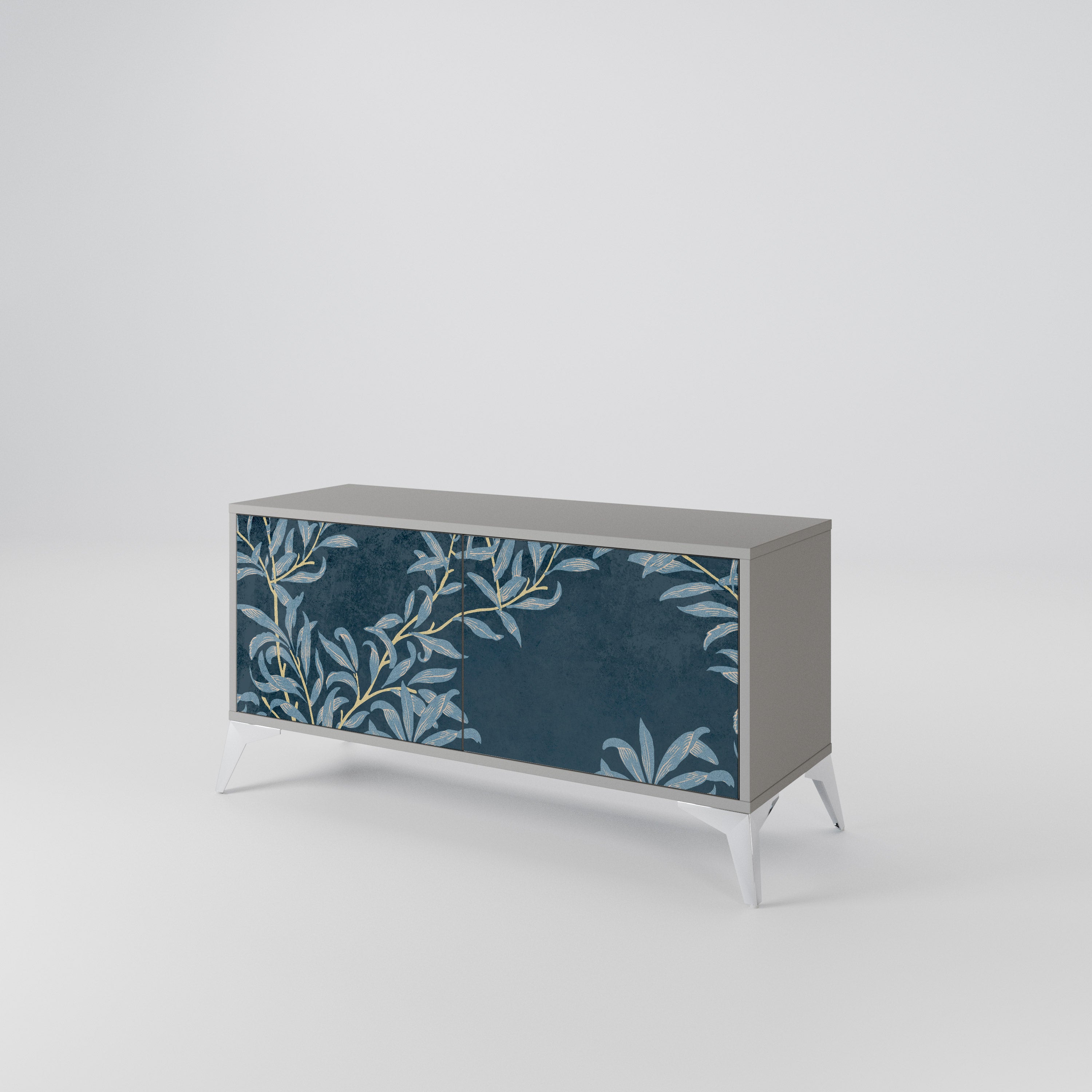 BLUE LEAVES Compact 2-Door TV Cabinet