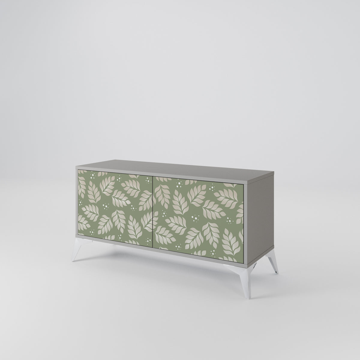 LEAVES ON GREEN Kompakt TV-bänk med 2 dörrar