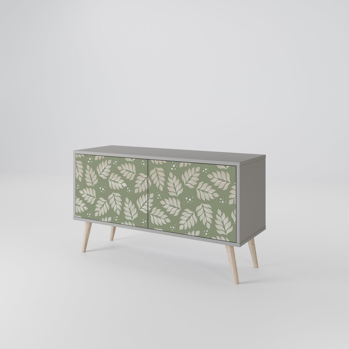 LEAVES ON GREEN Kompakt TV-bänk med 2 dörrar