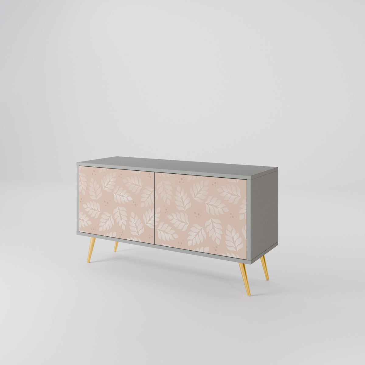 LEAVES ON BEIGE Kompakt TV-bänk med 2 dörrar