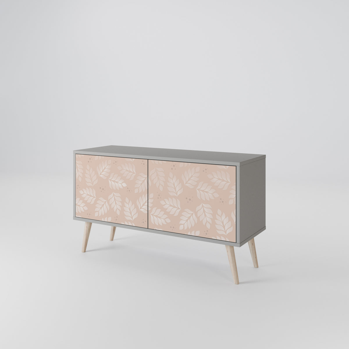 LEAVES ON BEIGE Kompakt TV-bänk med 2 dörrar