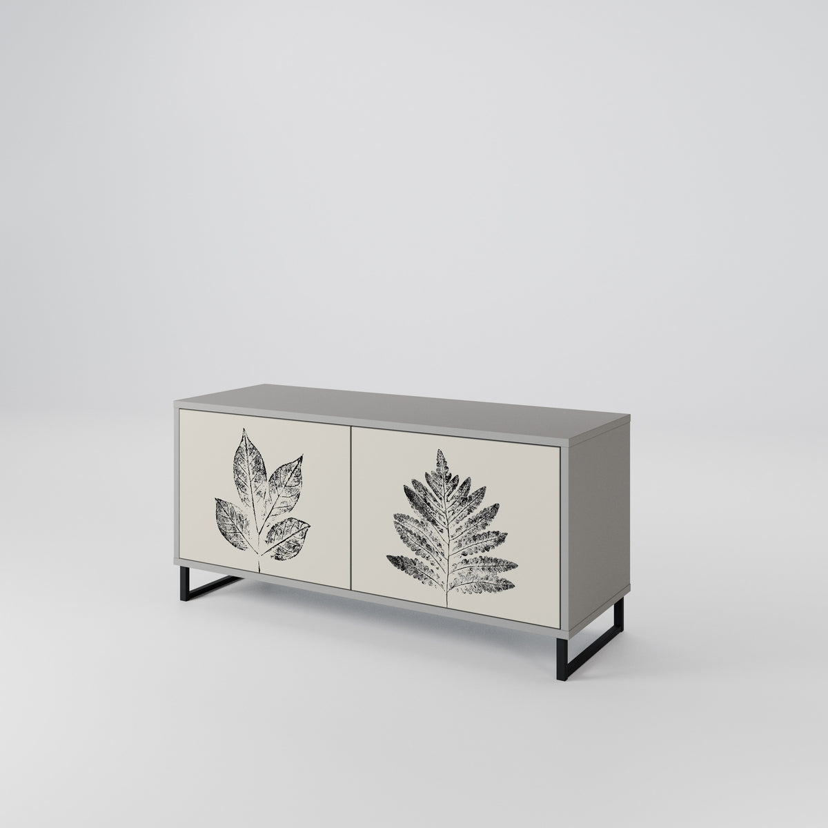 LEAFY STAMPS Kompakt TV-bänk med 2 dörrar