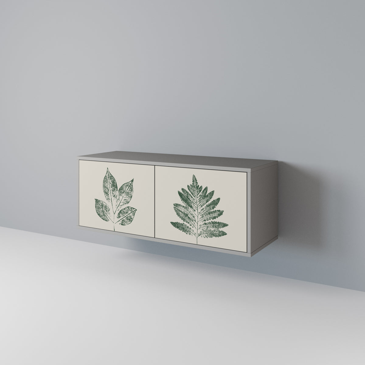 GREEN LEAFY STAMPS Kompakt TV-bänk med 2 dörrar