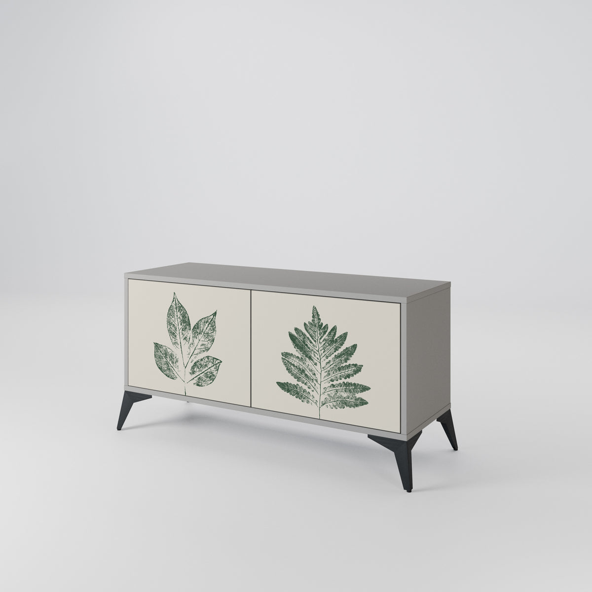 GREEN LEAFY STAMPS Kompakt TV-bänk med 2 dörrar